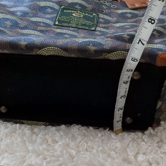 Brown and Blue Camouflage Tote with Leather Straps - Picture 9 of 11